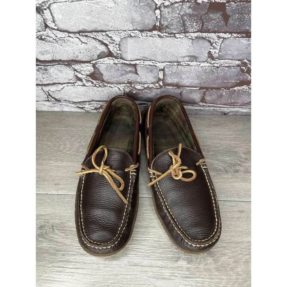 L.L. Bean Pebble Brown Leather Moccasin Slip On Loafers Shoes Men Sz 10M US/43EU - Picture 2 of 16